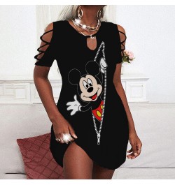 Chic and Elegant Woman Dress Minnie Mouse Party Dresses Cutout Sleeves Women Off Shoulder Summer 2022 Mickey Sexy Women's $28...