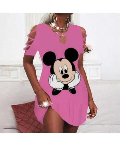 Chic and Elegant Woman Dress Minnie Mouse Party Dresses Cutout Sleeves Women Off Shoulder Summer 2022 Mickey Sexy Women's $28...