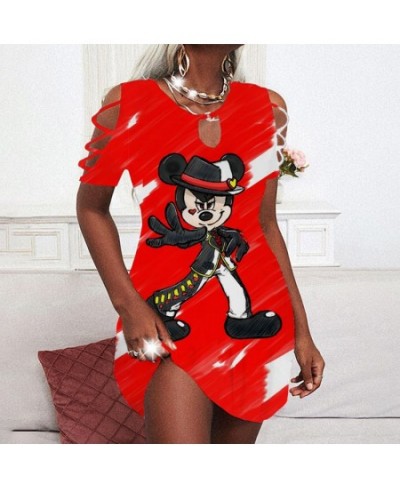 Chic and Elegant Woman Dress Minnie Mouse Party Dresses Cutout Sleeves Women Off Shoulder Summer 2022 Mickey Sexy Women's $28...