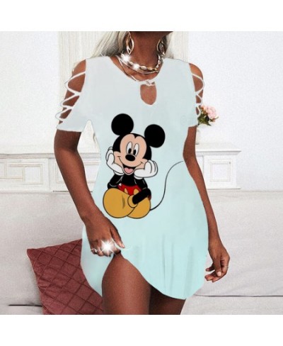 Chic and Elegant Woman Dress Minnie Mouse Party Dresses Cutout Sleeves Women Off Shoulder Summer 2022 Mickey Sexy Women's $28...