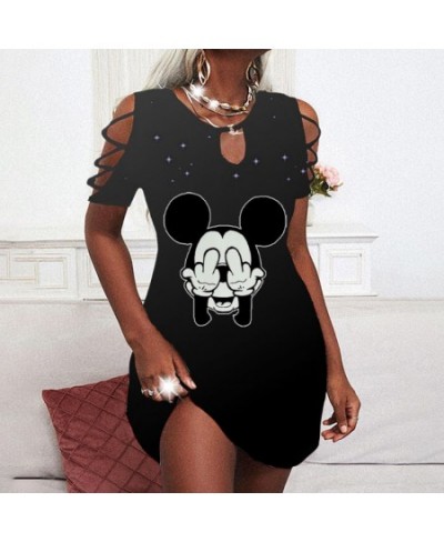 Chic and Elegant Woman Dress Minnie Mouse Party Dresses Cutout Sleeves Women Off Shoulder Summer 2022 Mickey Sexy Women's $28...