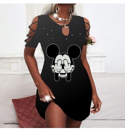 Chic and Elegant Woman Dress Minnie Mouse Party Dresses Cutout Sleeves Women Off Shoulder Summer 2022 Mickey Sexy Women's $28...