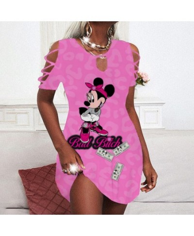 Chic and Elegant Woman Dress Minnie Mouse Party Dresses Cutout Sleeves Women Off Shoulder Summer 2022 Mickey Sexy Women's $28...