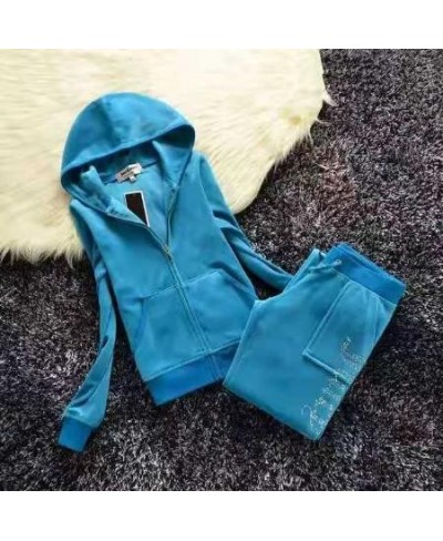 2023 Velour Spring And Autumn Sportswear Two-Piece Fashion Suit S-3XL Velvet Women Tracksuit $88.02 - Suits & Sets