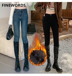 Vintage Thicken Winter Fur Jeans Women Skinny High Waist Pencil Jeans Push Up Casual Streetwear Denim Legging Pants $54.95 - ...