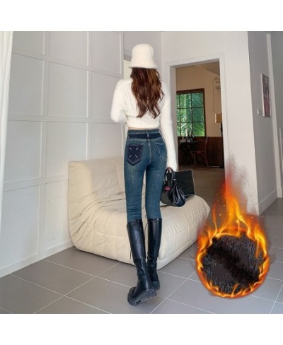 Vintage Thicken Winter Fur Jeans Women Skinny High Waist Pencil Jeans Push Up Casual Streetwear Denim Legging Pants $54.95 - ...