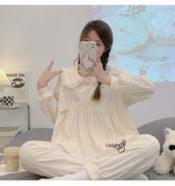 Women Pajama Set Long Sleeve Sleepwear Spring Kimono Nightwear 6XL Loungewear Pijama Mujer Oversized Home Clothes M-6XL Pyjam...