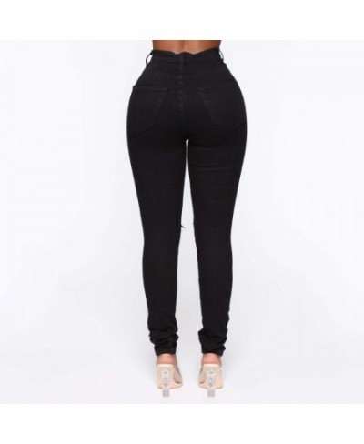 Women's Jeans Black White Stretch Vintage High Waist Straigh Jeans Holes Leggings Female Denim Pants Harajuku Trouser 4 $41.8...