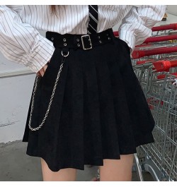 Harajuku Punk Pleated Skirts Women Gothic Black High Waist Sexy Dance Mini Skirt With Belt Chain Female Streetwear Summer $38...