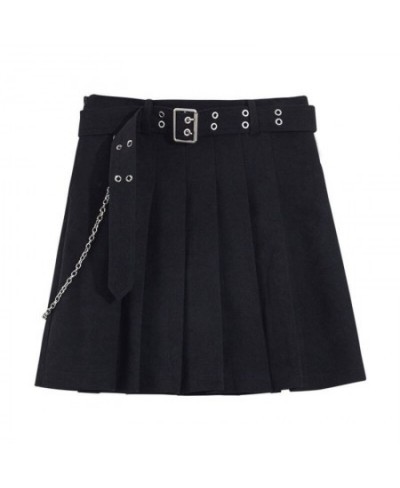 Harajuku Punk Pleated Skirts Women Gothic Black High Waist Sexy Dance Mini Skirt With Belt Chain Female Streetwear Summer $38...