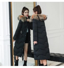 2022 Winter New Down Cotton Jacket Women Fashion Slim Thick Warm Padded Coat Female Large Size Hooded Fur Collar Long Parkas ...