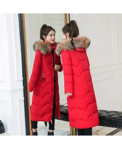 2022 Winter New Down Cotton Jacket Women Fashion Slim Thick Warm Padded Coat Female Large Size Hooded Fur Collar Long Parkas ...