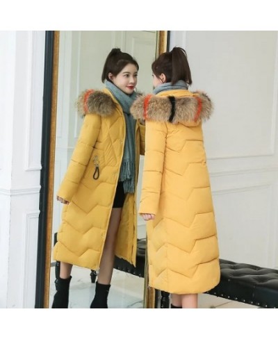 2022 Winter New Down Cotton Jacket Women Fashion Slim Thick Warm Padded Coat Female Large Size Hooded Fur Collar Long Parkas ...