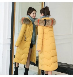 2022 Winter New Down Cotton Jacket Women Fashion Slim Thick Warm Padded Coat Female Large Size Hooded Fur Collar Long Parkas ...