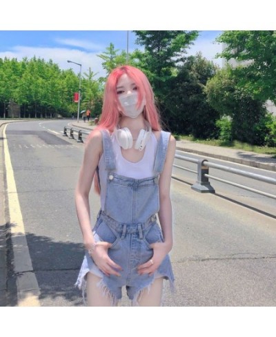 New Fashion High-quality Design Temperament Ripped Denim Overalls Women's Loose Thin Section Large Size Slim A-line Shorts $4...