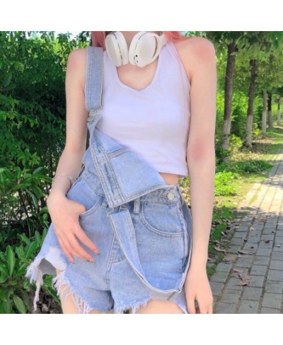 New Fashion High-quality Design Temperament Ripped Denim Overalls Women's Loose Thin Section Large Size Slim A-line Shorts $4...