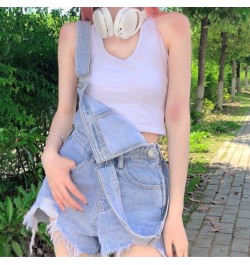 New Fashion High-quality Design Temperament Ripped Denim Overalls Women's Loose Thin Section Large Size Slim A-line Shorts $4...