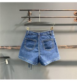 Summer Irregular multi-pocket tooling A-line denim shorts skirt women high wasit loose wide-leg jeans shorts $53.71 - Skirts