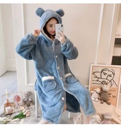 Women's New Winter 2022 Nightgown Thicken Warm Flannel Robes M-2XL Long Sleeve Hooded Sweet Cute Nightwear Femme Homewear $55...