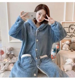 Women's New Winter 2022 Nightgown Thicken Warm Flannel Robes M-2XL Long Sleeve Hooded Sweet Cute Nightwear Femme Homewear $55...