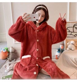 Women's New Winter 2022 Nightgown Thicken Warm Flannel Robes M-2XL Long Sleeve Hooded Sweet Cute Nightwear Femme Homewear $55...