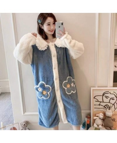 Women's New Winter 2022 Nightgown Thicken Warm Flannel Robes M-2XL Long Sleeve Hooded Sweet Cute Nightwear Femme Homewear $55...