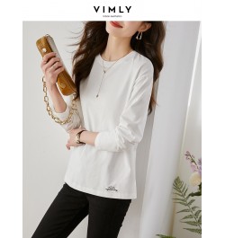 Loose White T-shirt for Women 2023 Spring Fashion 100% Cotton Embroidery Side Slit Long Sleeve Tops Basics Simple Tees $50.15...