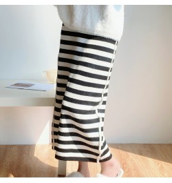 2022 Spring and Autumn Women's Medium Length Striped Skirt Straight Knit Skirt $48.87 - Skirts