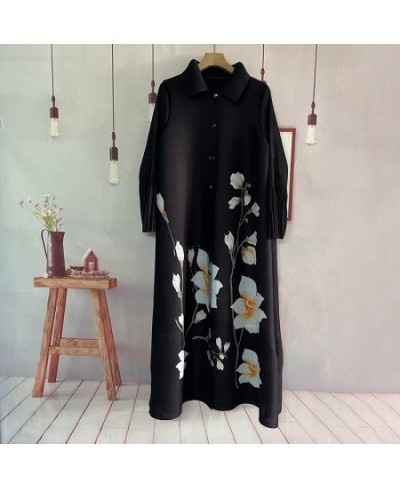 Miyake Wrinkle 2023 New Elegant Foreign Style Printing/hot Drill Loose Medium Length Women's Dress Cross Border Spring $74.99...