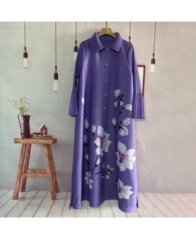 Miyake Wrinkle 2023 New Elegant Foreign Style Printing/hot Drill Loose Medium Length Women's Dress Cross Border Spring $74.99...