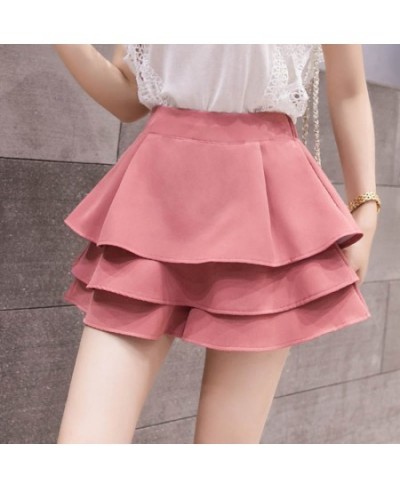 High Waisted Shorts Skirts Women Summer Fashion Multi-Layer Ruffles Skirt White Pink Black Sexy Mini Skirts Women Clothing $3...