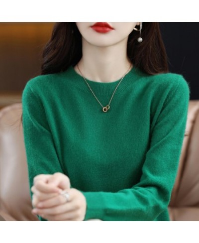 100% pure wool cashmere sweater women's O-neck pullover casual knitted coat autumn and winter women's coat basic 18 colors $4...