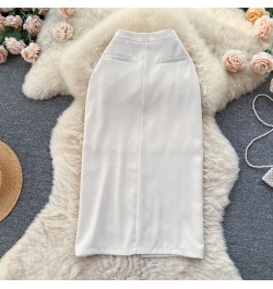 Spring and Summer French Mid-length Hepburn Style Solid Color High-waisted A-line Simple Casual Half-body Skirt $44.37 - Skirts