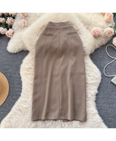 Spring and Summer French Mid-length Hepburn Style Solid Color High-waisted A-line Simple Casual Half-body Skirt $44.37 - Skirts