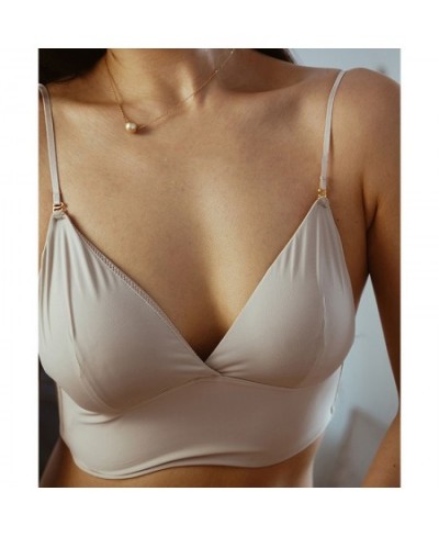 Sexy Low Back Bra Comfortable Ice Silk Lingerie Wire Free Underwear Women Summer Backless Thin Bralette For Small Chest $24.9...