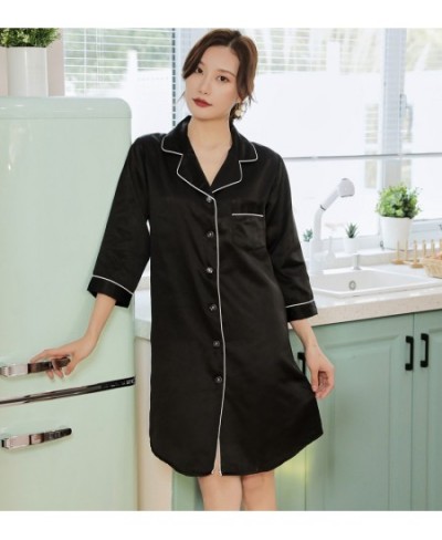 Shirt Pajamas Robes White Womens Negligee V-Neck Top Gown Nightgown Summer Sleepwear Turn-down Collar Sleepshirts Dress $33.7...