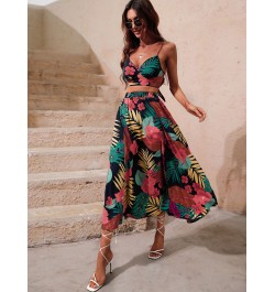 Y2K Bikini Crop Tops Long Dress Sexy Set for Women Summer Fashion Two Pieces Skirt Beach Style Floral Print Midi Sexy Boho Se...