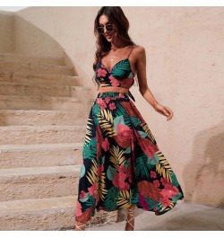 Y2K Bikini Crop Tops Long Dress Sexy Set for Women Summer Fashion Two Pieces Skirt Beach Style Floral Print Midi Sexy Boho Se...