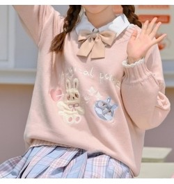 Deeptown Korean Style Kawaii Cartoon Printed Knitted Sweater Women Preppy Fashion Pink Long Sleeve Oversize Jumper Female Top...