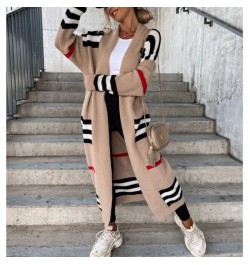 Autumn Winter Knitted Cardigan Women 2023 Striped Patchwork Sweater oversized Loose Long Outerwear Maxi Y2k Coat Soft Jacket ...