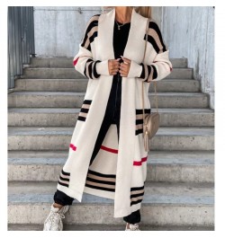 Autumn Winter Knitted Cardigan Women 2023 Striped Patchwork Sweater oversized Loose Long Outerwear Maxi Y2k Coat Soft Jacket ...