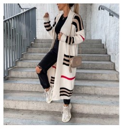 Autumn Winter Knitted Cardigan Women 2023 Striped Patchwork Sweater oversized Loose Long Outerwear Maxi Y2k Coat Soft Jacket ...