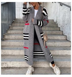 Autumn Winter Knitted Cardigan Women 2023 Striped Patchwork Sweater oversized Loose Long Outerwear Maxi Y2k Coat Soft Jacket ...