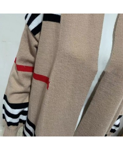 Autumn Winter Knitted Cardigan Women 2023 Striped Patchwork Sweater oversized Loose Long Outerwear Maxi Y2k Coat Soft Jacket ...