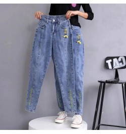 Women Stretch Harem Pants Jeans Spring Autumn Large Size Boyfriend Denim Pants Elastic High Waist Straight Jeans Loose Trouse...