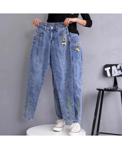 Women Stretch Harem Pants Jeans Spring Autumn Large Size Boyfriend Denim Pants Elastic High Waist Straight Jeans Loose Trouse...