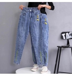 Women Stretch Harem Pants Jeans Spring Autumn Large Size Boyfriend Denim Pants Elastic High Waist Straight Jeans Loose Trouse...