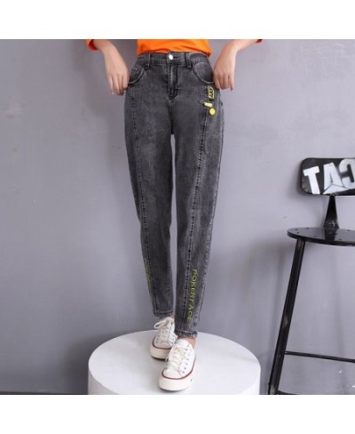 Women Stretch Harem Pants Jeans Spring Autumn Large Size Boyfriend Denim Pants Elastic High Waist Straight Jeans Loose Trouse...