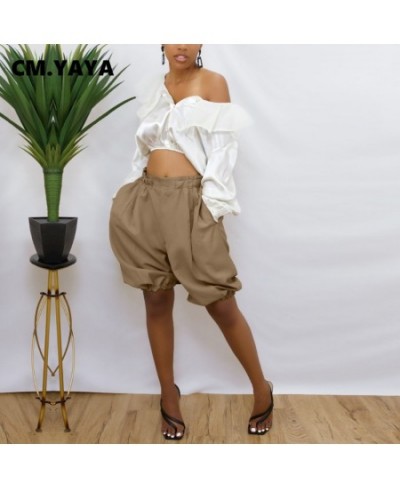 Women Shorts Solid Elastic Waist Loose Wide Leg Short Pants with Pockets Fashion Casual High Streetwear Summer Trousers $39.8...