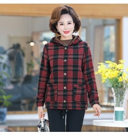 Middle-aged & Elderly Women's Coat Winter Jackets Thin Light Warm Plus Velvet Cotton Linen Lattice Jacket Outwear Mother Dres...